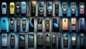 Collage of best Nokia phones of all time featuring Nokia 3310 Nokia N95 Nokia 8110 Nokia Lumia 1020 Nokia 9000 Communicator min